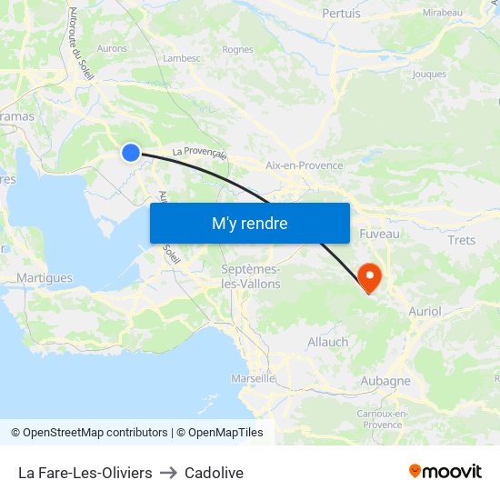 La Fare-Les-Oliviers to Cadolive map