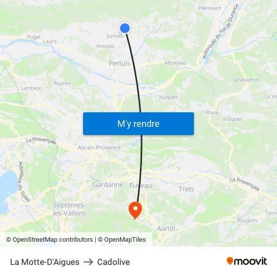 La Motte-D'Aigues to Cadolive map
