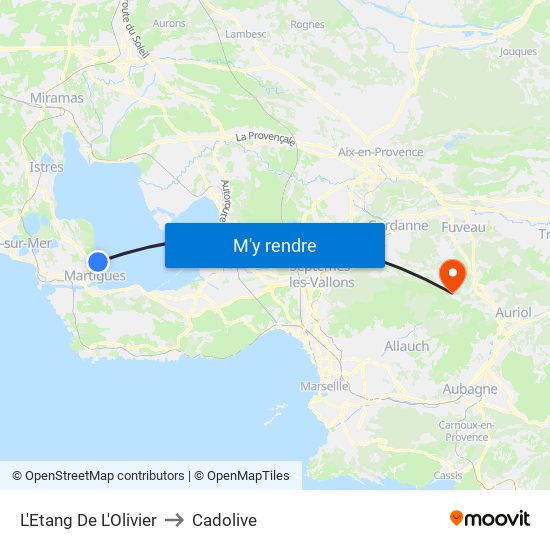 L'Etang De L'Olivier to Cadolive map