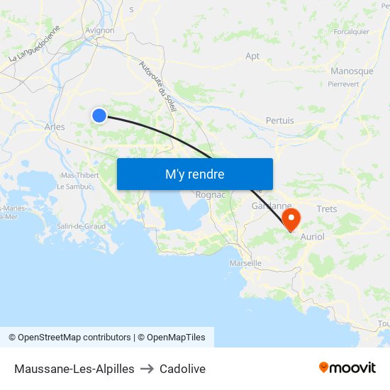 Maussane-Les-Alpilles to Cadolive map