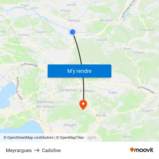 Meyrargues to Cadolive map