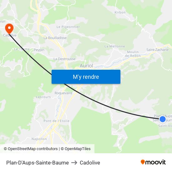 Plan-D'Aups-Sainte-Baume to Cadolive map