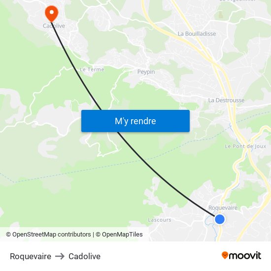 Roquevaire to Cadolive map