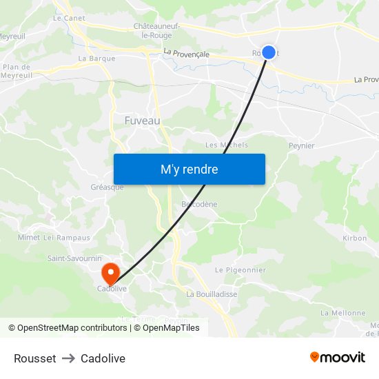Rousset to Cadolive map