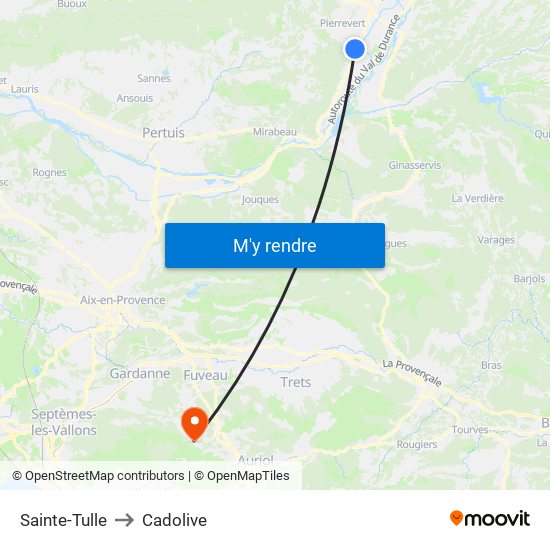 Sainte-Tulle to Cadolive map
