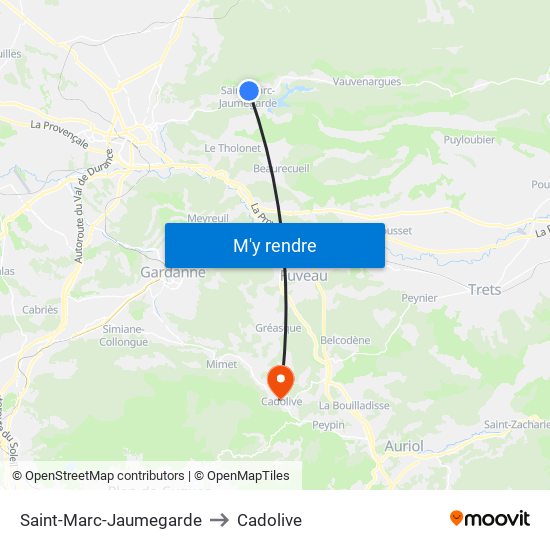 Saint-Marc-Jaumegarde to Cadolive map
