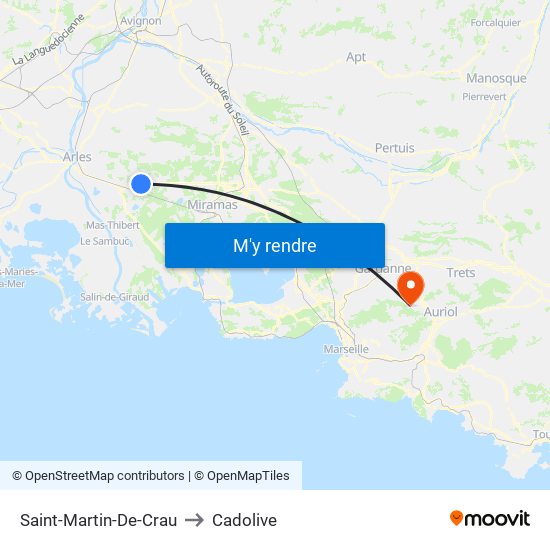 Saint-Martin-De-Crau to Cadolive map