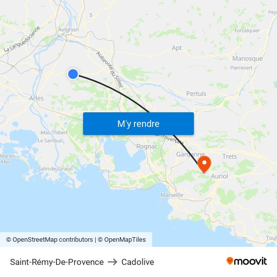 Saint-Rémy-De-Provence to Cadolive map