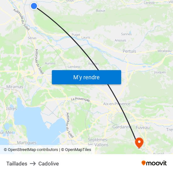 Taillades to Cadolive map