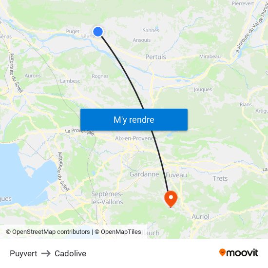 Puyvert to Cadolive map
