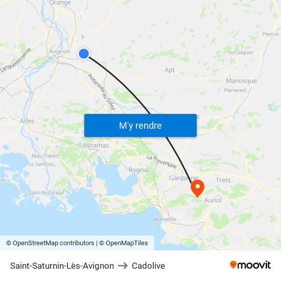 Saint-Saturnin-Lès-Avignon to Cadolive map