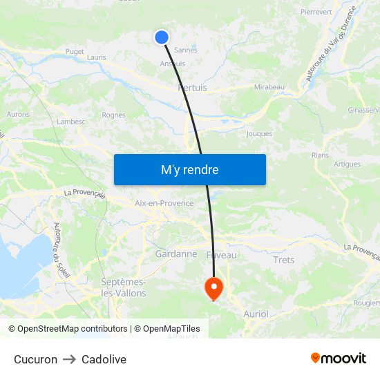 Cucuron to Cadolive map