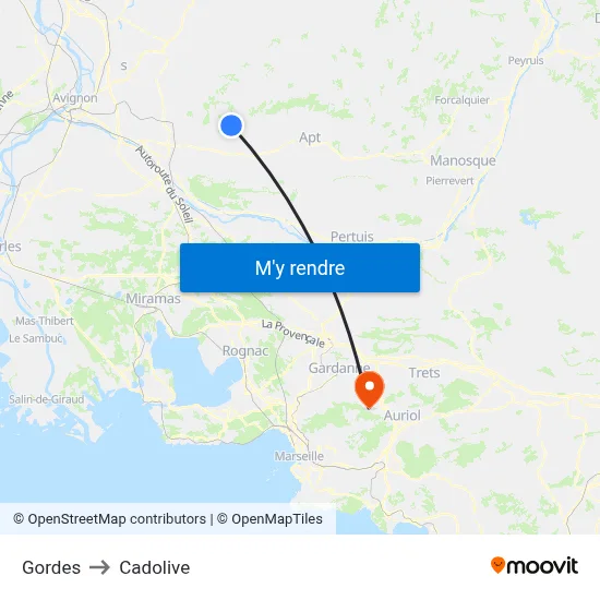 Gordes to Cadolive map