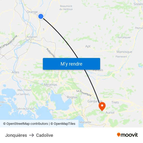 Jonquières to Cadolive map