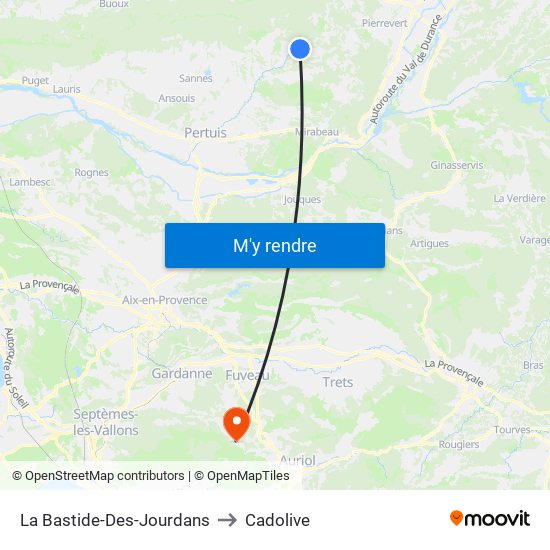 La Bastide-Des-Jourdans to Cadolive map