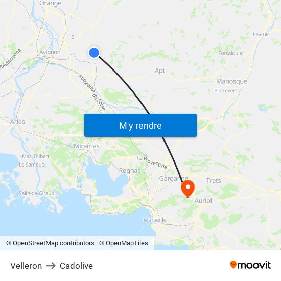 Velleron to Cadolive map