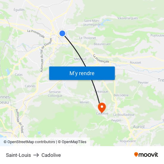 Saint-Louis to Cadolive map