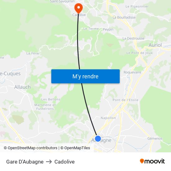 Gare D'Aubagne to Cadolive map