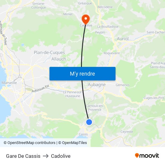 Gare De Cassis to Cadolive map