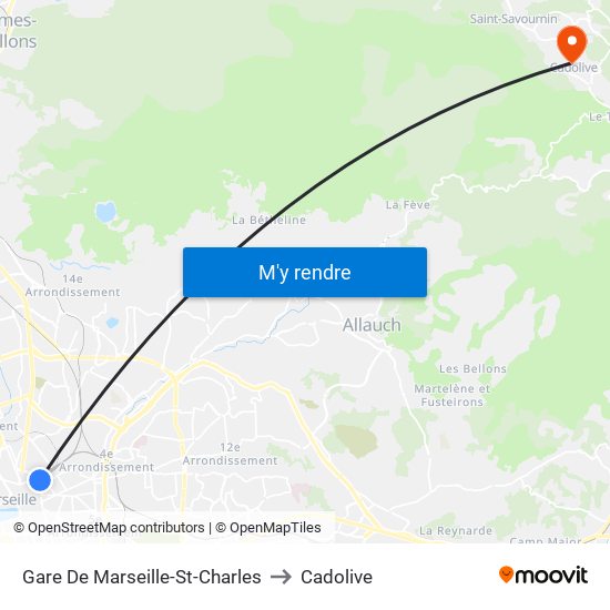Gare De Marseille-St-Charles to Cadolive map