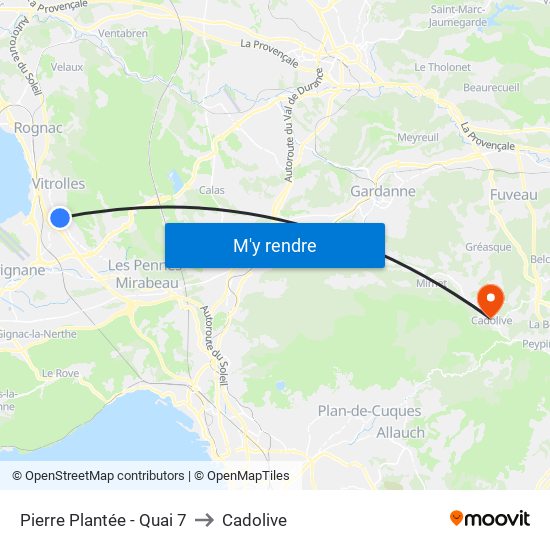 Pierre Plantée - Quai 7 to Cadolive map