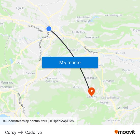 Corsy to Cadolive map