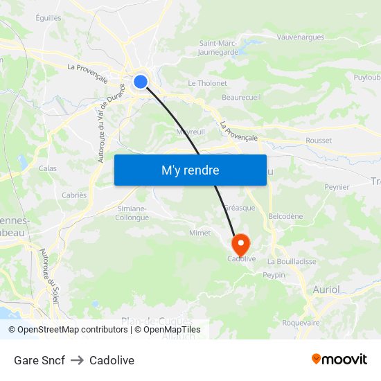 Gare Sncf to Cadolive map