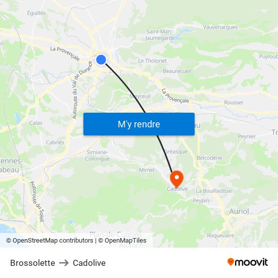 Brossolette to Cadolive map