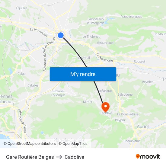 Gare Routière Belges to Cadolive map