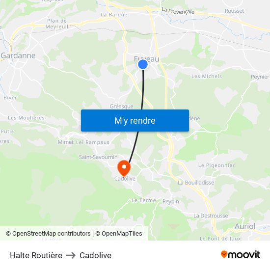 Halte Routière to Cadolive map