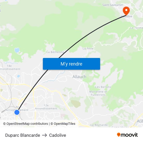Duparc Blancarde to Cadolive map