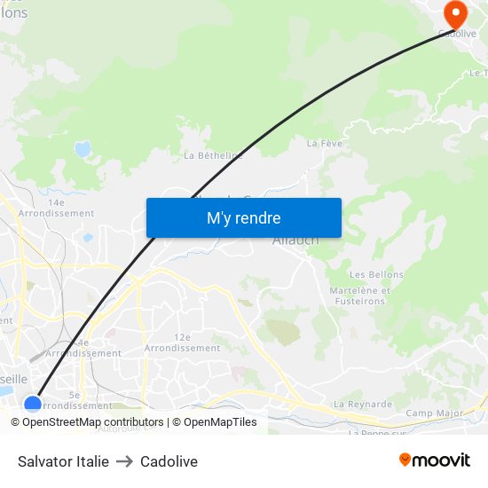 Salvator Italie to Cadolive map