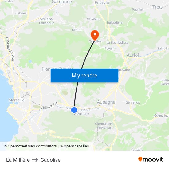 La Millière to Cadolive map