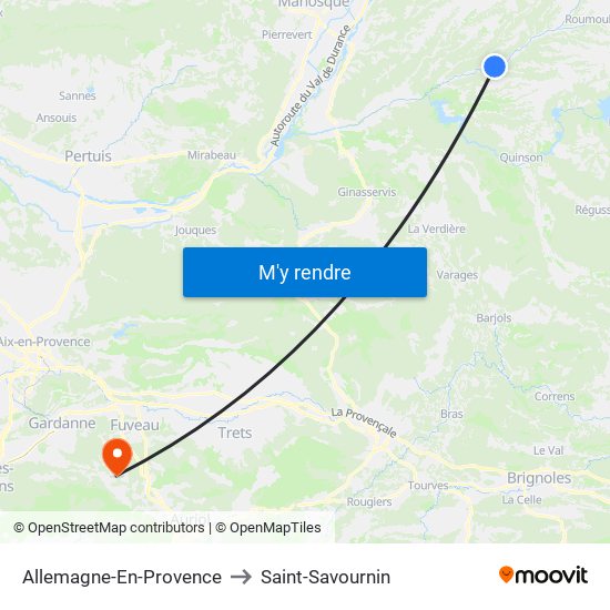 Allemagne-En-Provence to Saint-Savournin map