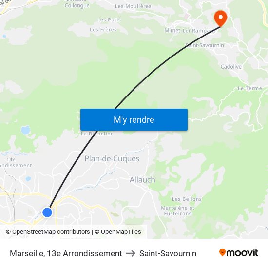Marseille, 13e Arrondissement to Saint-Savournin map