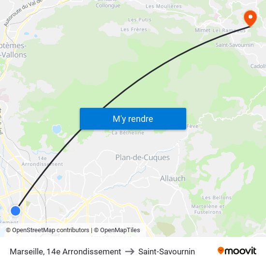 Marseille, 14e Arrondissement to Saint-Savournin map
