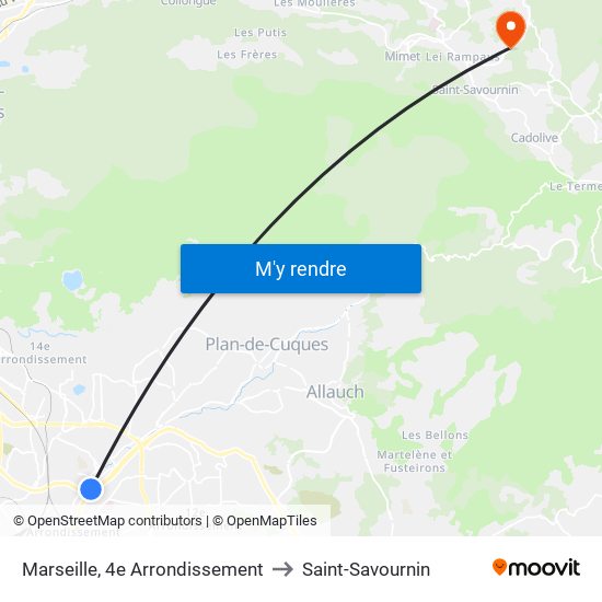 Marseille, 4e Arrondissement to Saint-Savournin map