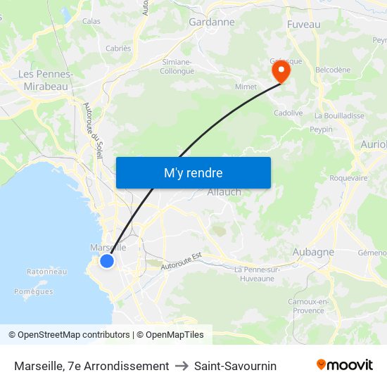 Marseille, 7e Arrondissement to Saint-Savournin map