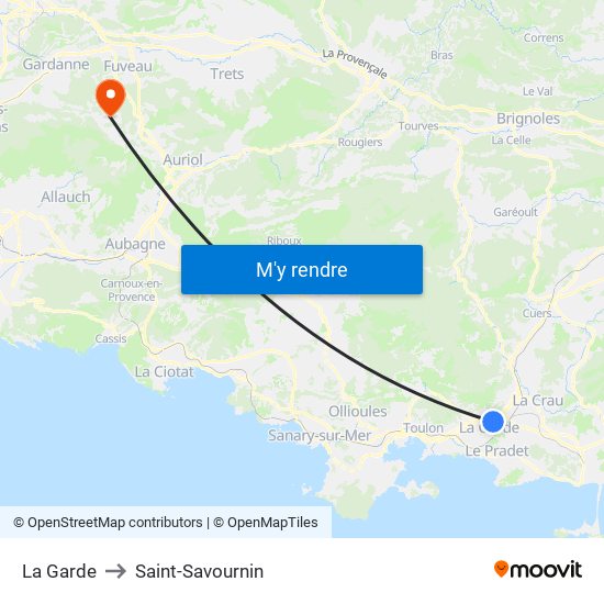 La Garde to Saint-Savournin map