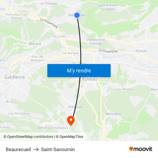 Beaurecueil to Saint-Savournin map