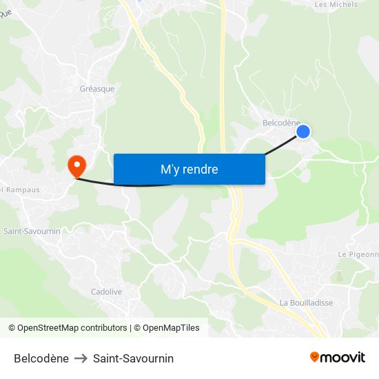 Belcodène to Saint-Savournin map