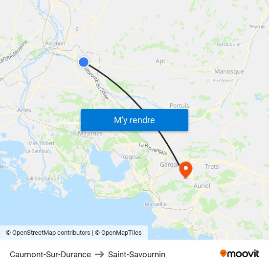 Caumont-Sur-Durance to Saint-Savournin map