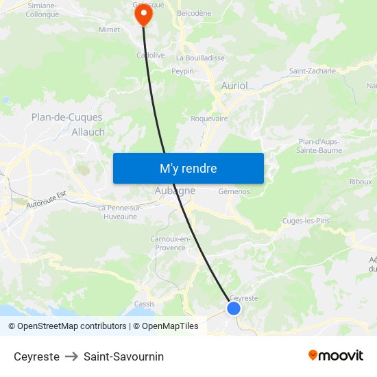 Ceyreste to Saint-Savournin map