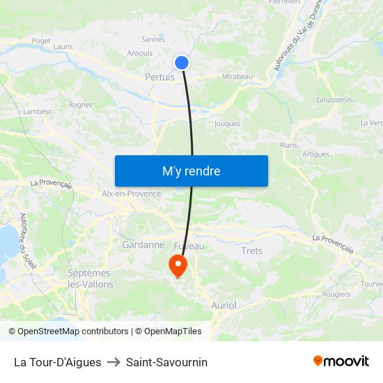 La Tour-D'Aigues to Saint-Savournin map