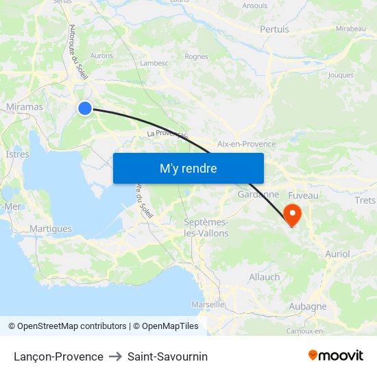 Lançon-Provence to Saint-Savournin map
