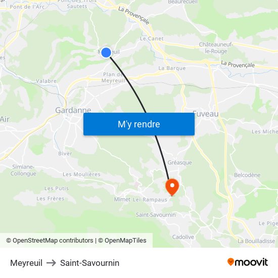 Meyreuil to Saint-Savournin map