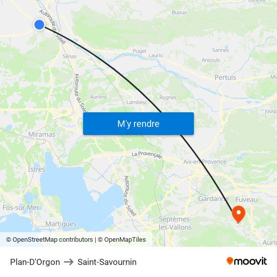 Plan-D'Orgon to Saint-Savournin map