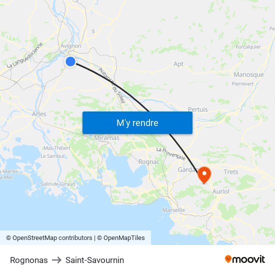 Rognonas to Saint-Savournin map