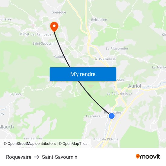 Roquevaire to Saint-Savournin map