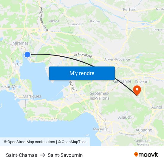 Saint-Chamas to Saint-Savournin map